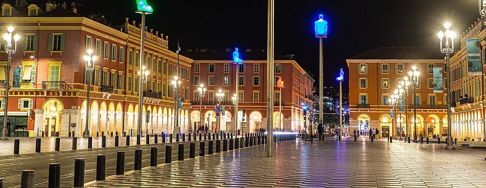 Place Masséna at night